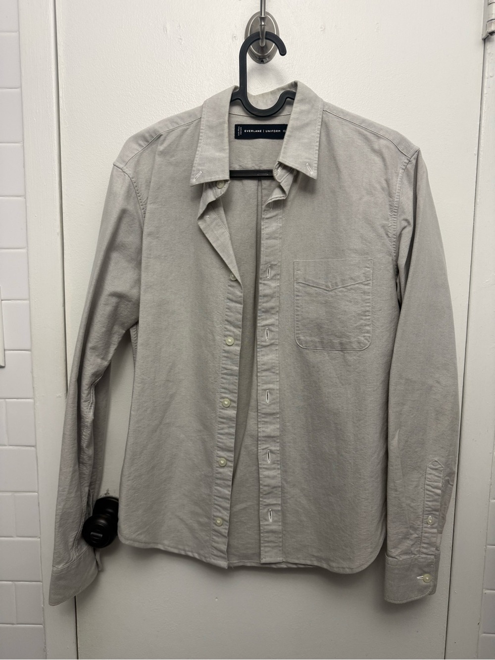 Everlane Light Gray Men's Tweed Casual Button-Down Shirt